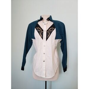 VTG 1849 Authentic Ranchwear Women's M Western Shirt Studs Bull‎ Colorblock Yoke